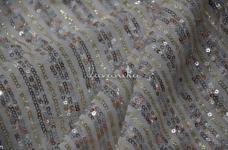 140 Grams Multi Sequins Lines Embroidery on Dyeable Viscose Georgette Fabric 44inch